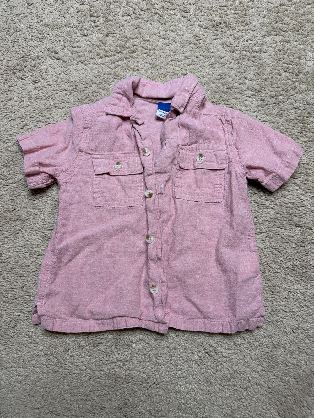 Old Navy Pink Short-Sleeve Button-Down Shirt for Kids
